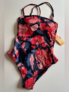 NEW Kona Sol Floral One-Piece Swimsuit sz. Small